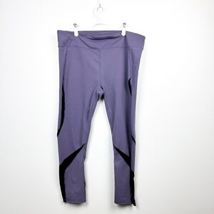 Fabletics Purple & Black (with Mesh) Athletic Leggings